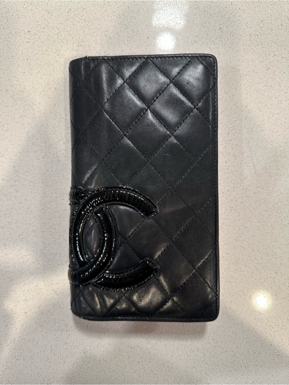 CHANEL Black Quilted Leather Card Holder with CC Logo